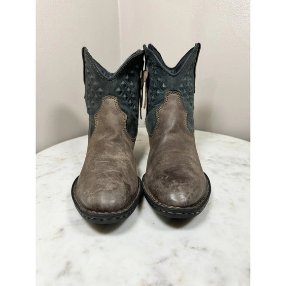 Born Suede Leather Ankle Boots Distressed Western Cowgirl Sz 8 - Picture 2 of 7